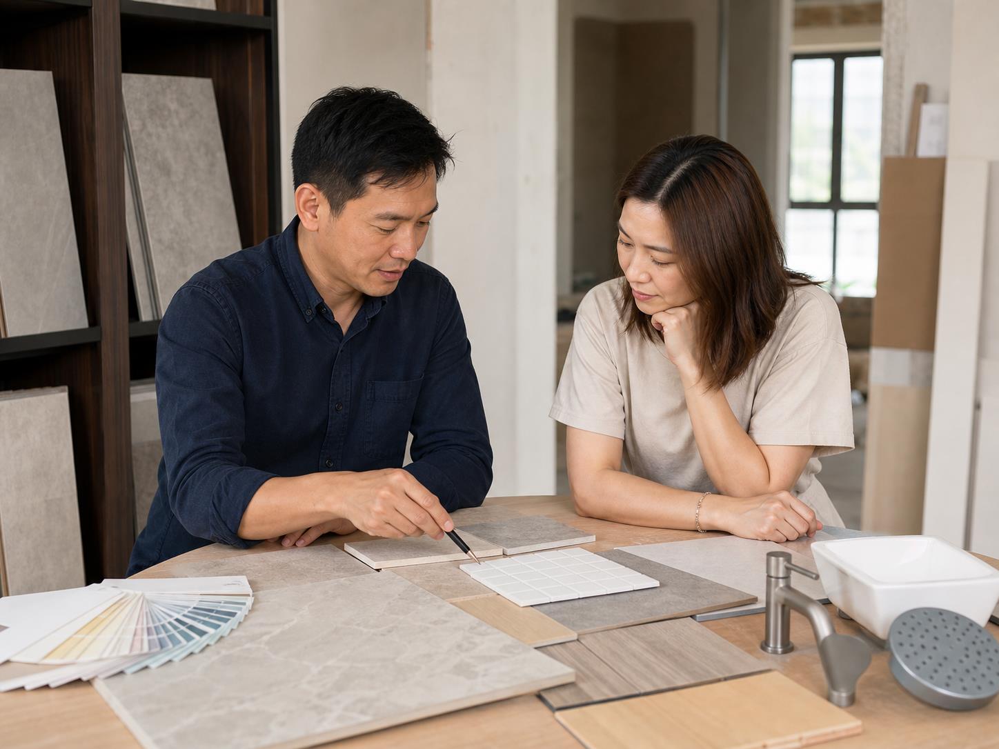 Renovation material samples and finish review