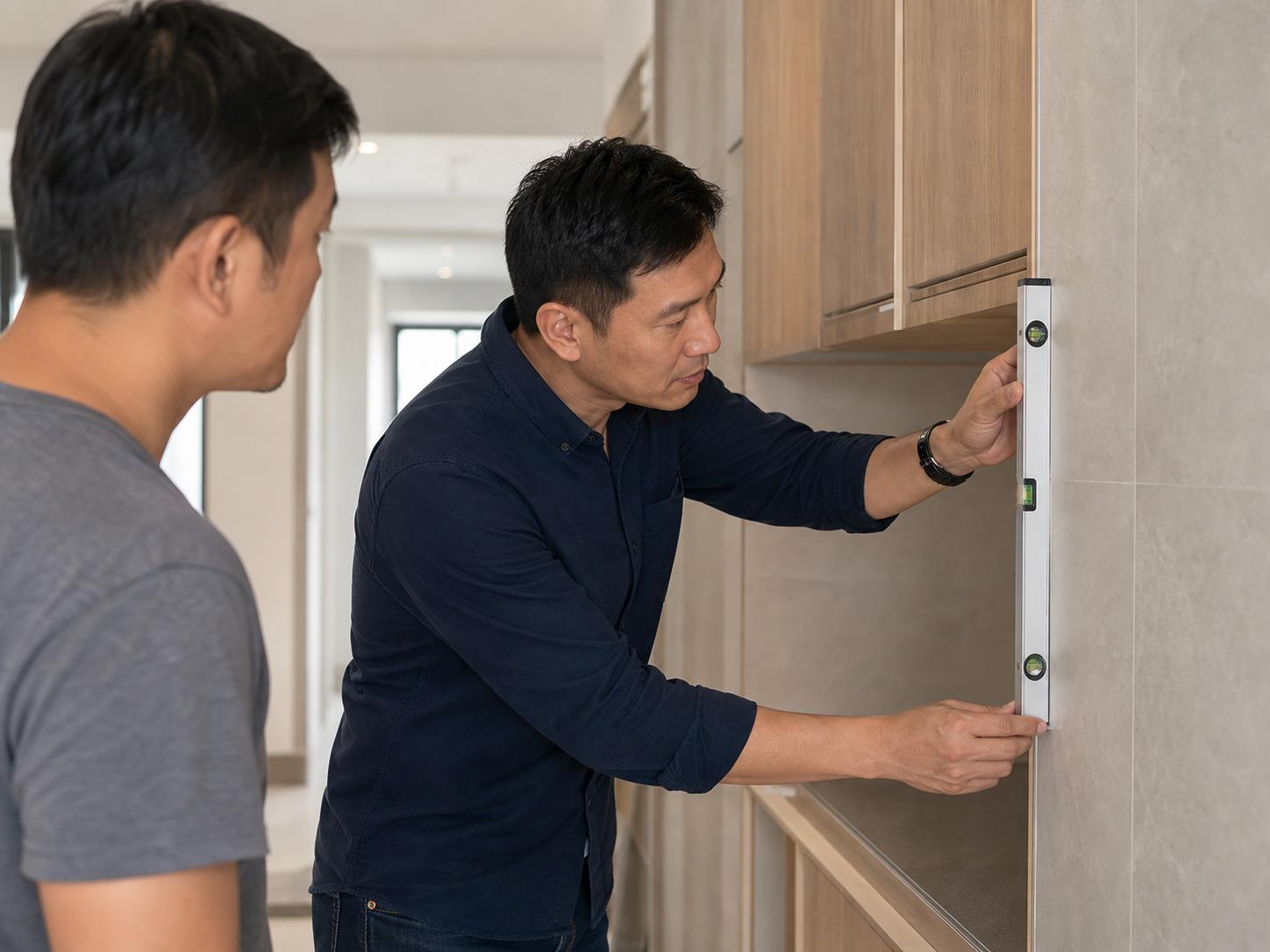Project manager inspecting completed workmanship